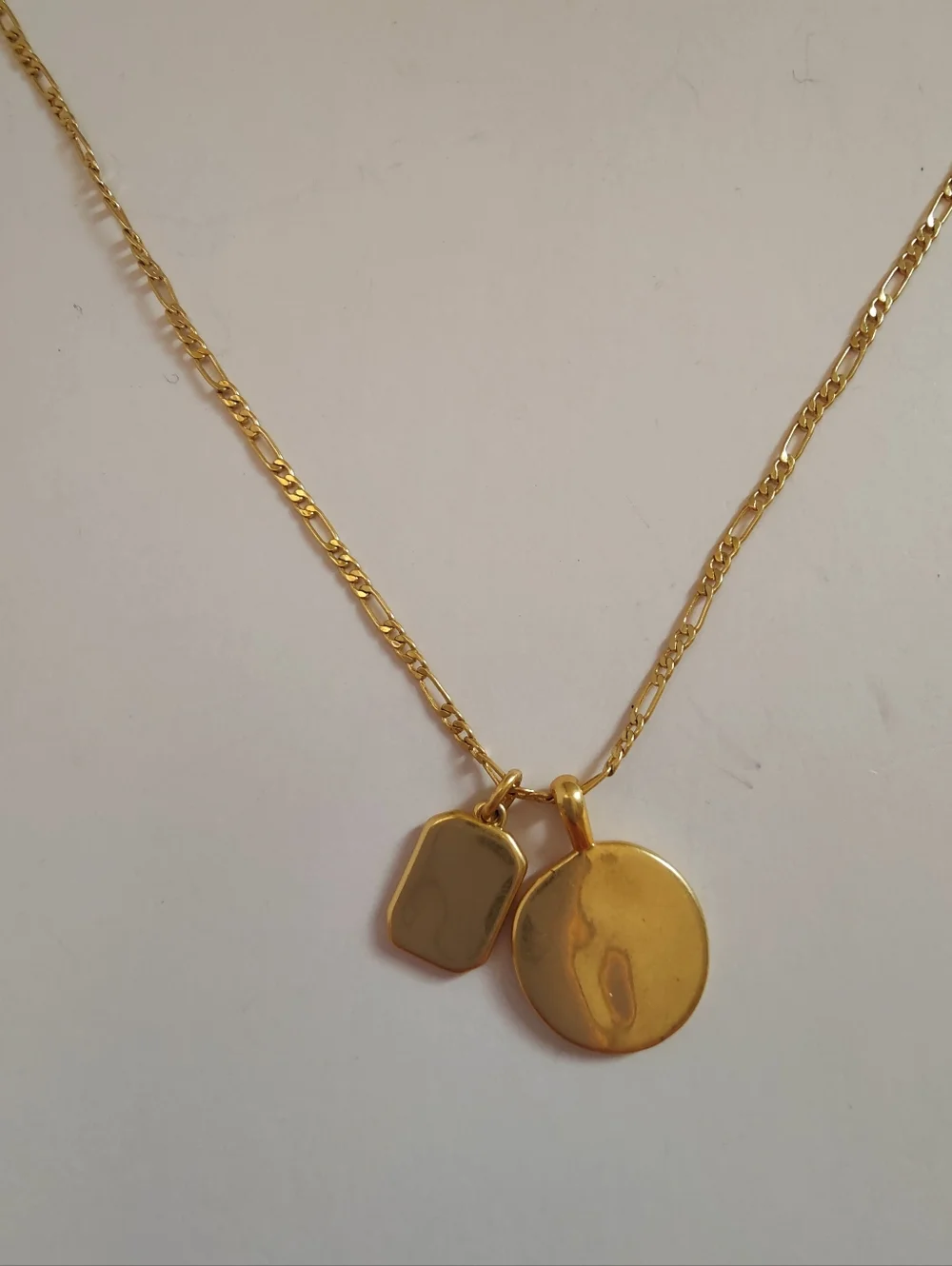 Madewell Gold Tone Layered Pendant Necklace Double Charm Disc Tag 18-21 In - Picture 4 of 9